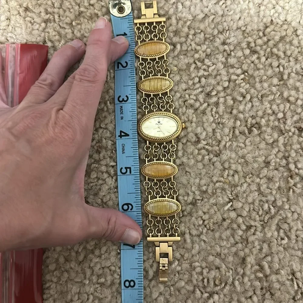 Premier Designs Metro Gold Enamel Women's Bracelet Watch